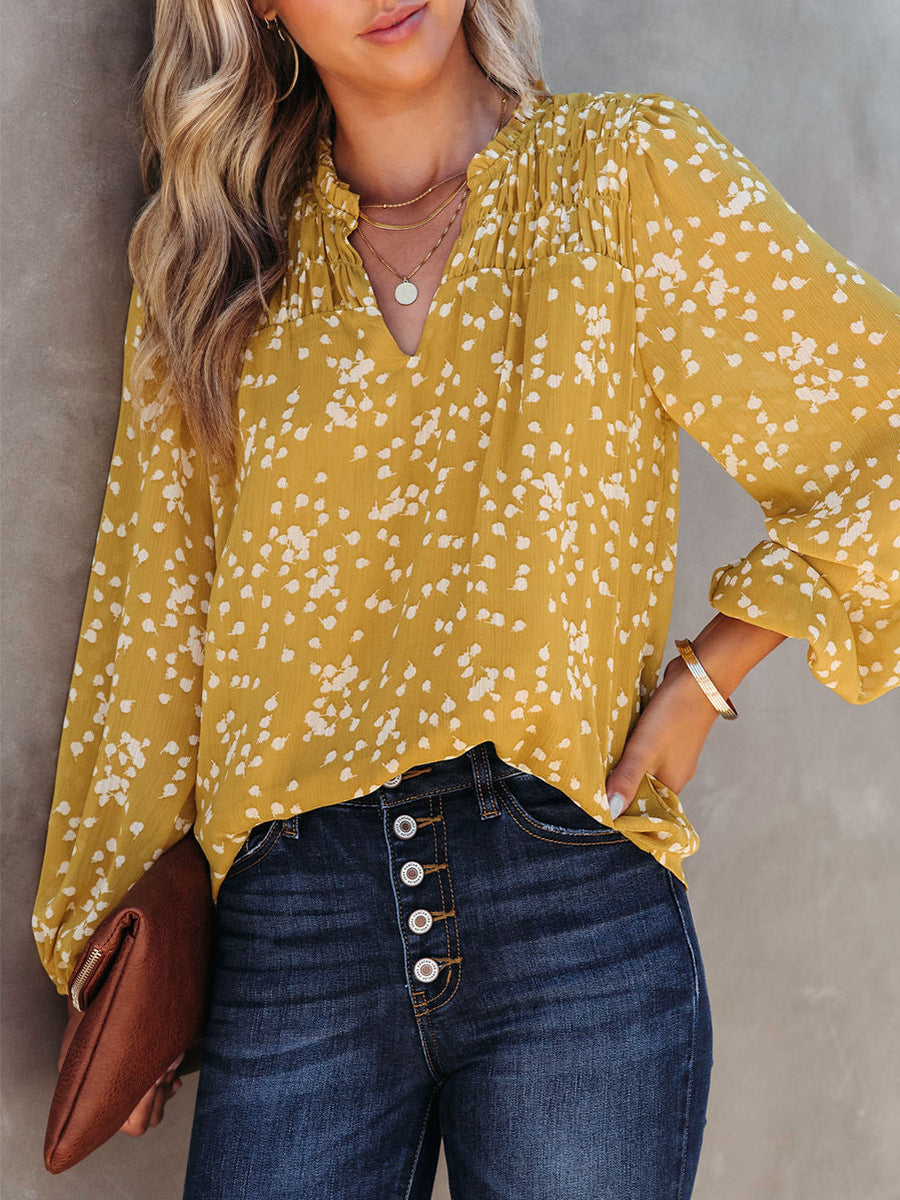 Chic V-Neck Lace Chiffon Top