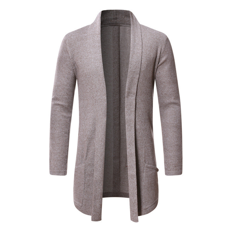 Men's Fall Mid-length Trench Coat Knitted Cardigan