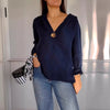 Women's Loose Cotton And Linen Button Hooded Top