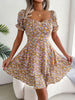 Women's Mini Dress with Flower Print and Big Swing Hem
