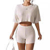 Women's Fleece Sunken Stripe Shorts Suit