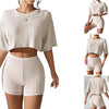 Women's Fleece Sunken Stripe Shorts Suit