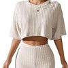 Women's Fleece Sunken Stripe Shorts Suit