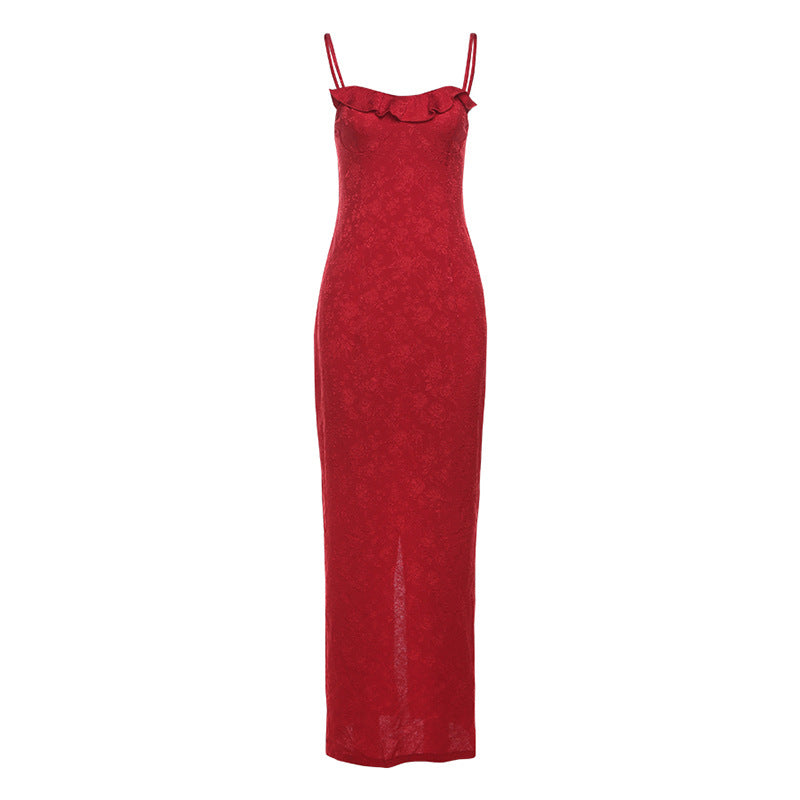 Slim Fit Backless Split Sling Dress