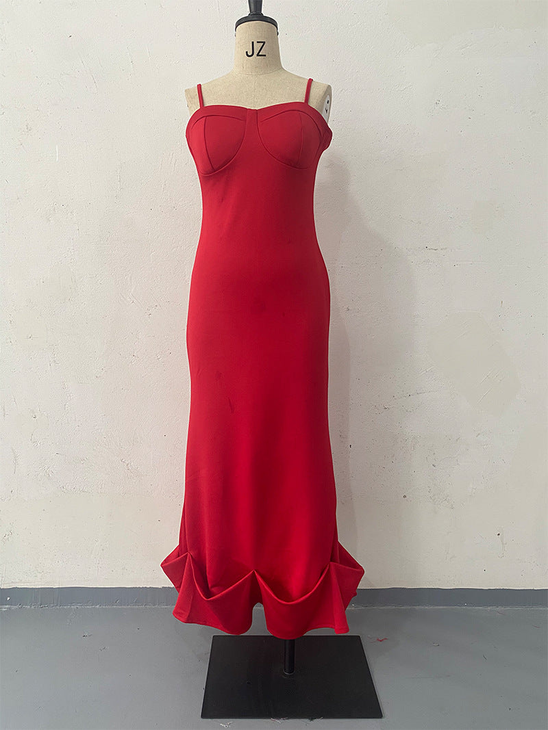 Dance Ruffled Hem Sleeveless High Waist Dress