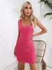 Sunken Stripe U-neck Wrap Short Skirt Sheath Dress