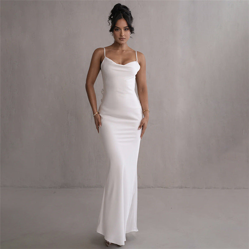 Flower Design Backless Sling Dress
