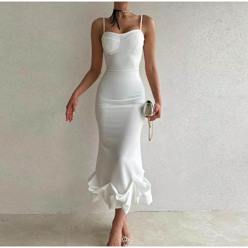 Dance Ruffled Hem Sleeveless High Waist Dress