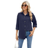 Single-breasted Loose Long Sleeve Solid Colour Shirt