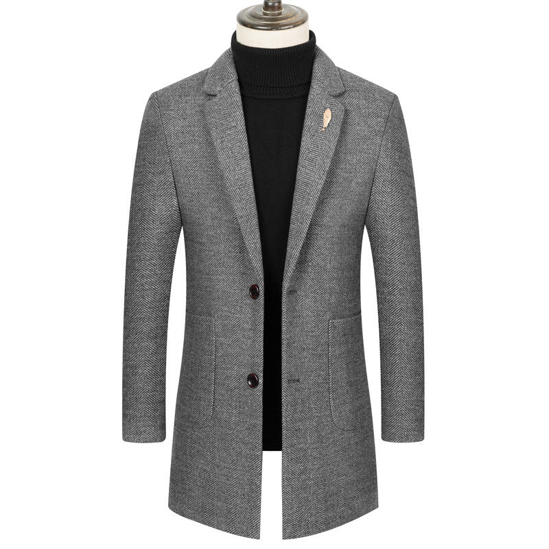 Men's Lapel Herringbone Slim-fit Coat