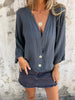 Loose T-shirt Women's V-neck Cotton Linen