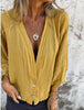 Loose T-shirt Women's V-neck Cotton Linen