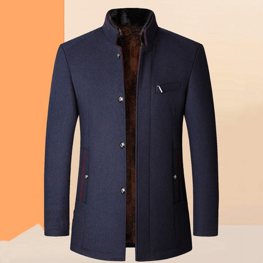 Men's Autumn And Winter Woollen Jacket Stand Collar