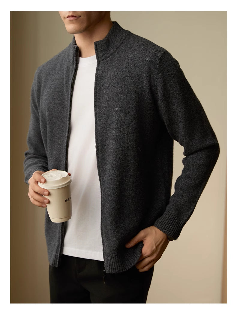 Men's Zipper Stand-up Collar Cardigan Coat