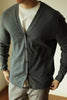 Men's Cotton Knit Cardigan Coat Slim-fit Long Sleeve Solid Color And V-neck