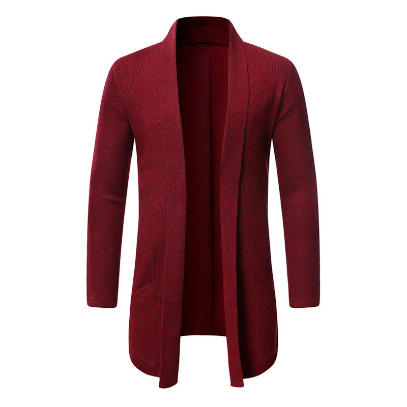 Men's Fall Mid-length Trench Coat Knitted Cardigan