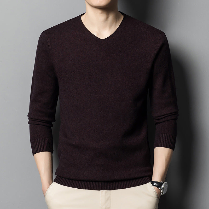 Men's Low V-neck Autumn Bottoming Shirt Inner Knitted Sweater
