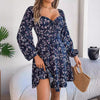 Fashion Floral Print Lantern Sleeve A-Line Dress