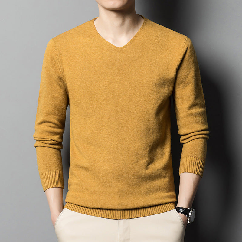 Men's Low V-neck Autumn Bottoming Shirt Inner Knitted Sweater