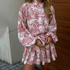 Ink Print Long Sleeve A-Line Dress