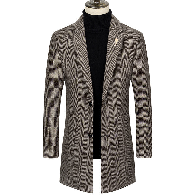 Men's Lapel Herringbone Slim-fit Coat