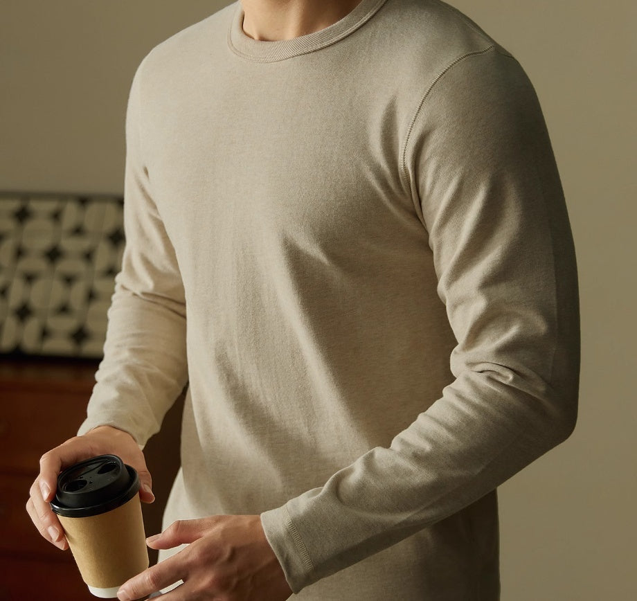 Men's Pure Cotton Basic Style Carbon Brushed All-match Bottoming Shirt