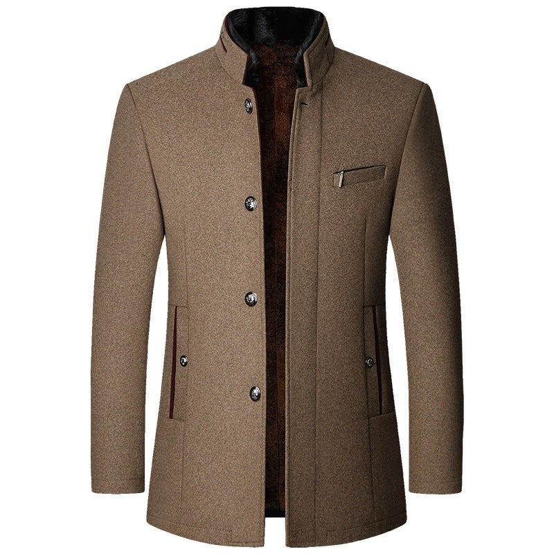 Men's Autumn And Winter Woollen Jacket Stand Collar