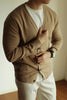 Men's Cotton Knit Cardigan Coat Slim-fit Long Sleeve Solid Color And V-neck