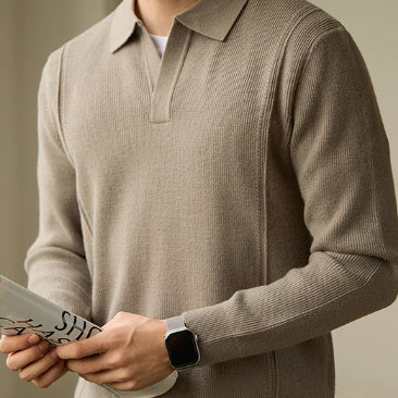 Men's High-end Business Casual Polo Collar Long-sleeved Sweater
