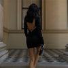 Long-sleeved Sexy Backless Sheath Dress