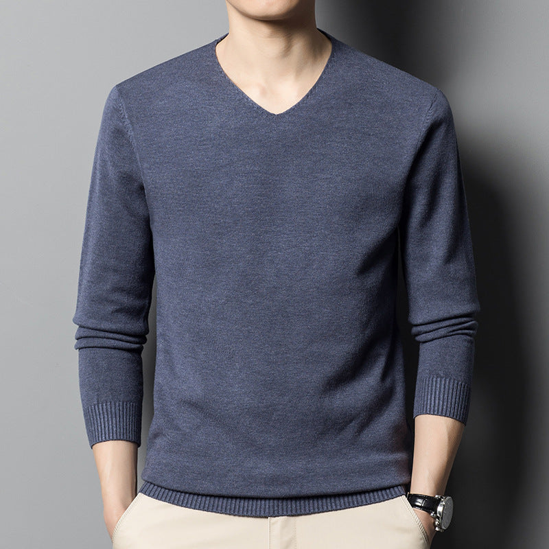 Men's Low V-neck Autumn Bottoming Shirt Inner Knitted Sweater
