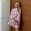 Ink Print Long Sleeve A-Line Dress