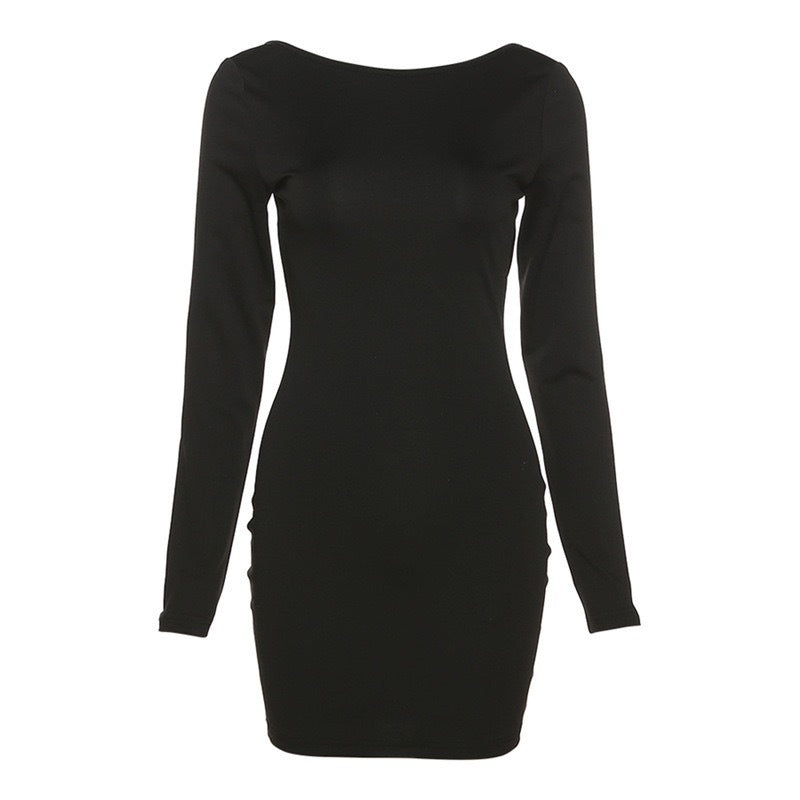 Long-sleeved Sexy Backless Sheath Dress