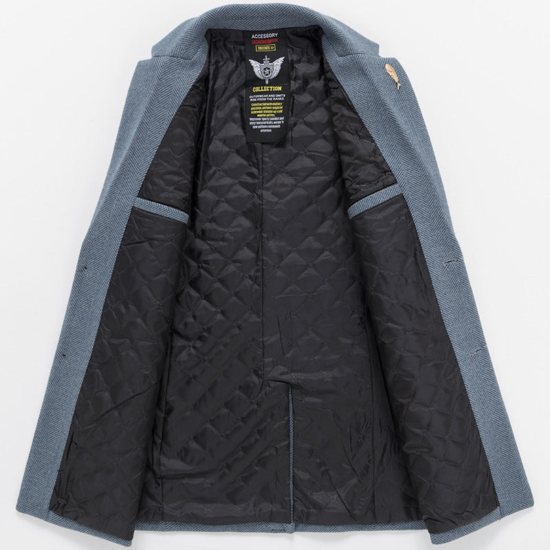Men's Lapel Herringbone Slim-fit Coat