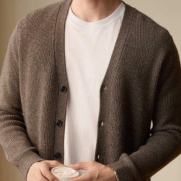 Men's Wool Warm Cardigan Knitted Coat V-neck Casual Autumn And Winter Clothing