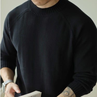 Men's Long-staple Cotton Sweater Sweater Cotton Round Neck Pullover Retro Casual Sweater