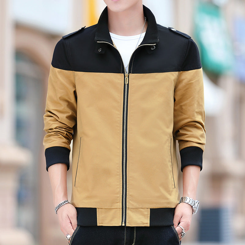 Men's Colour Stitching Stand-collar Jacket